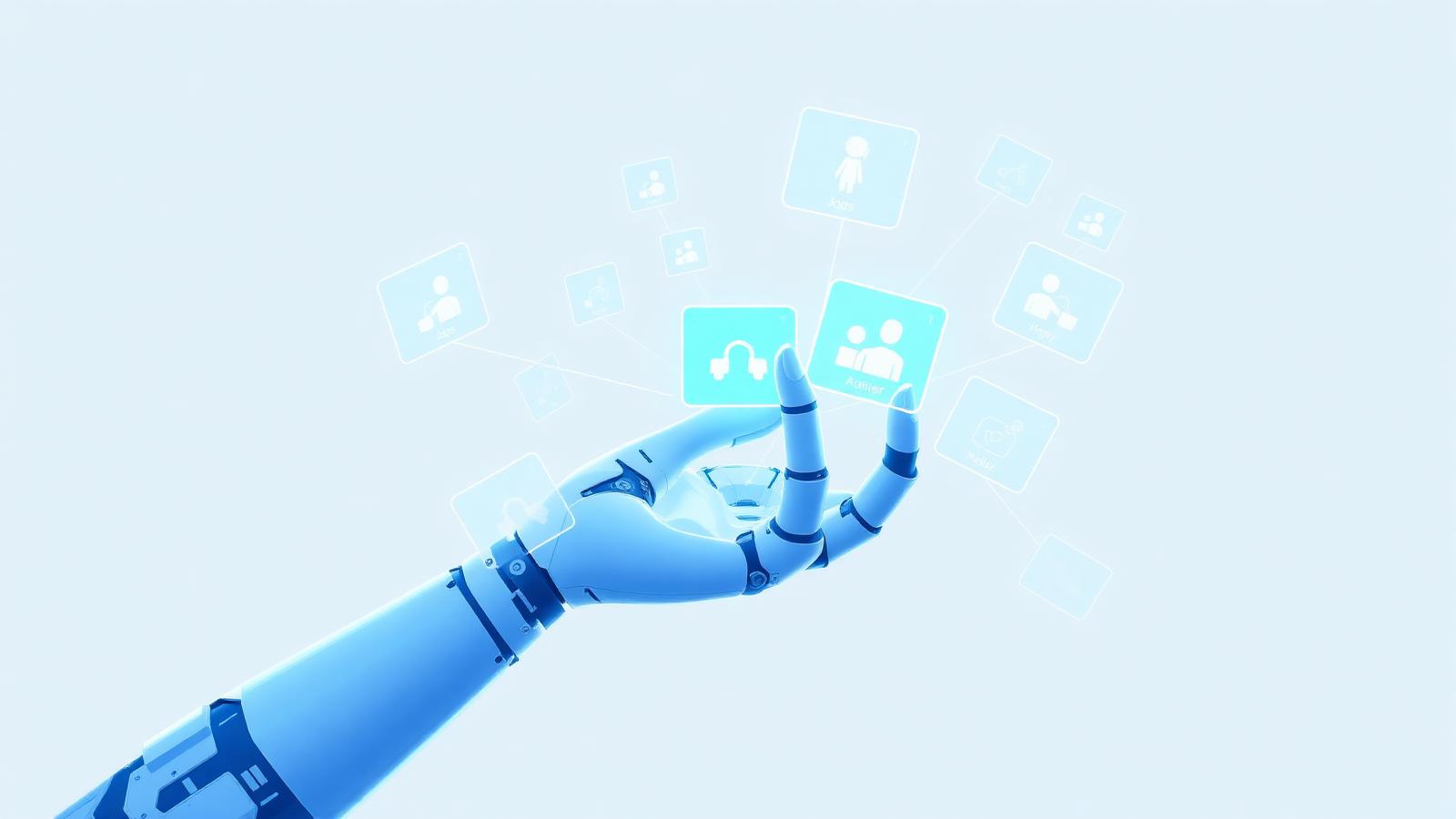 Robotic hand sending glowing job application cards through a network representing AI Auto Apply